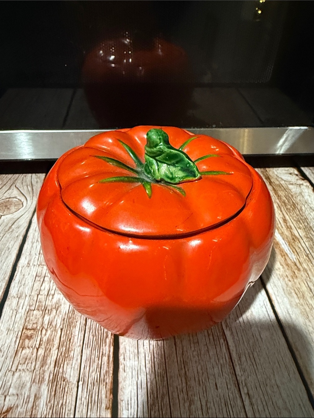 Vintage Tomato-Shaped Ceramic Storage Jar - Red
